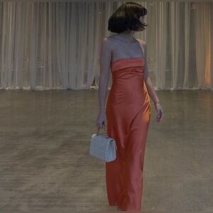 Billy J Orange Strapless Dress